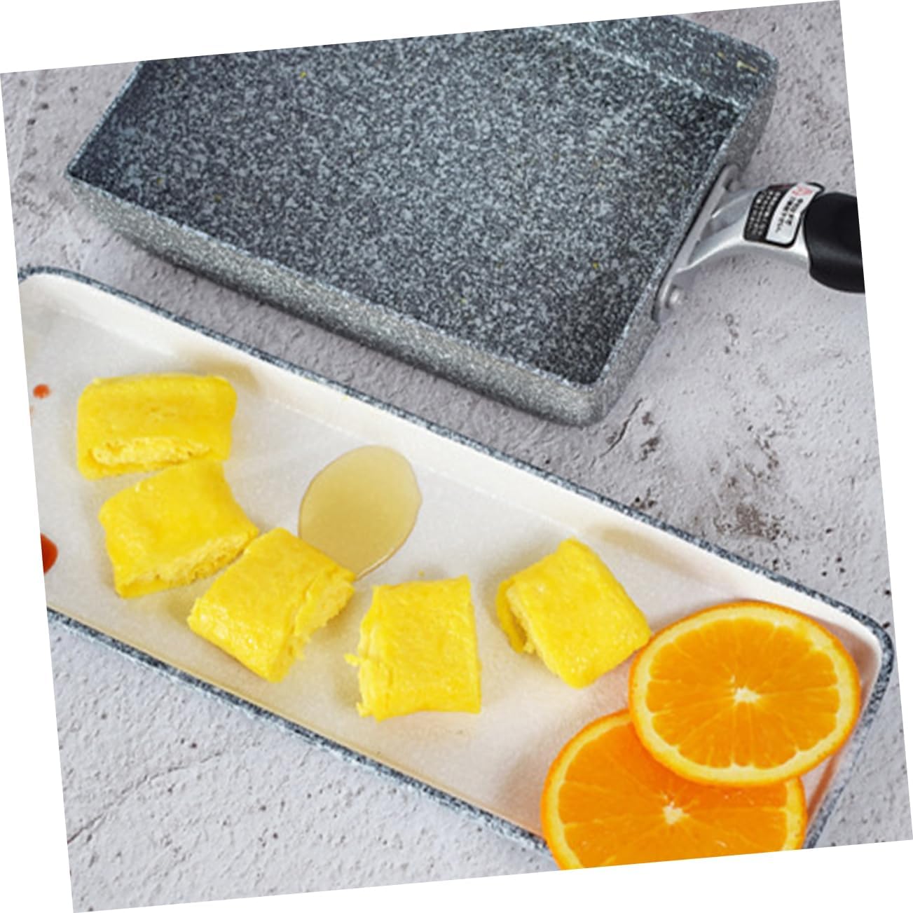 BESTOYARD Stone Frying Pan Rectangular Nonstick Omelette Pan Lid Non Cookware Easy Flip Boys and Girls-friendly Cooking