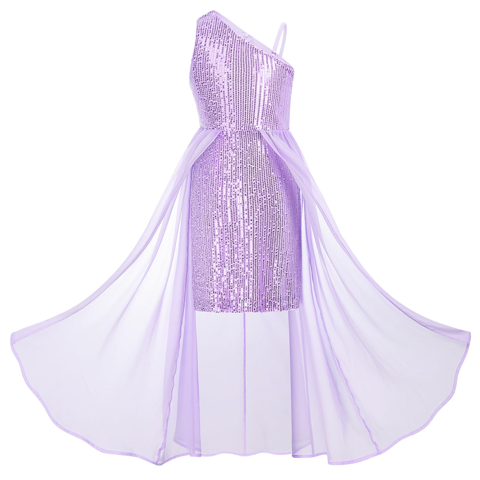 GRACE KARIN Girls Sequin Dress for Teens One Shoulder Formal Birthday Party Wedding Pageant Prom Fancy Dresses 6-14Y