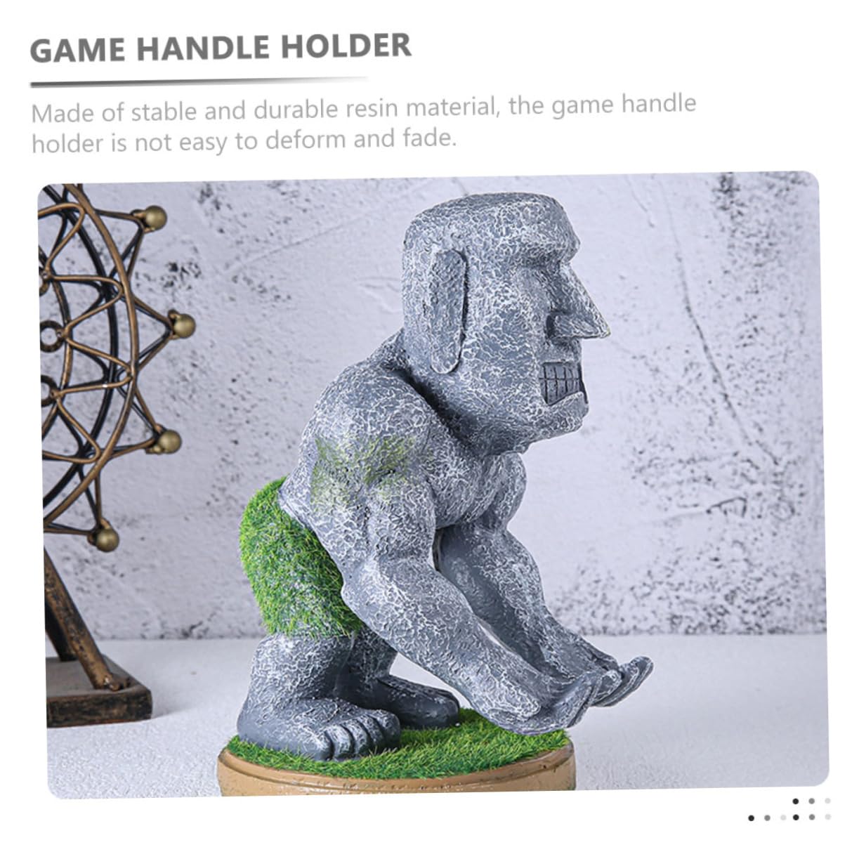 Tofficu Supporto Controller Gaming in Resina a Forma di Statua Moai, Multiuso e Durevole, per Desktop e Casa, Accessorio Postazione Gaming Originale