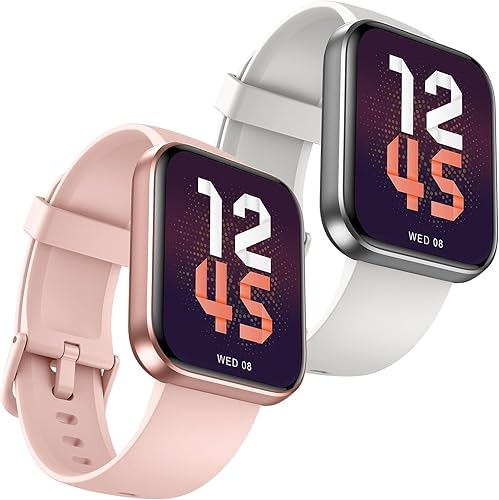 aeac Paquete de 2 relojes inteligentes (rosa + blanco) 2024, reloj de seguimiento de actividad física para hombres y mujeres
