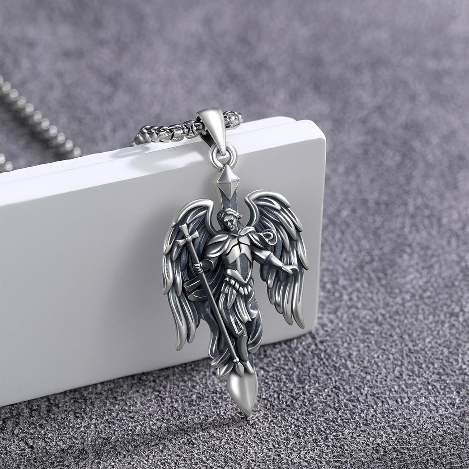 925 Sterling Silver Patron Saint Amulet Pendant Necklace Religion Protection Jewelry for Men Women - Image 2
