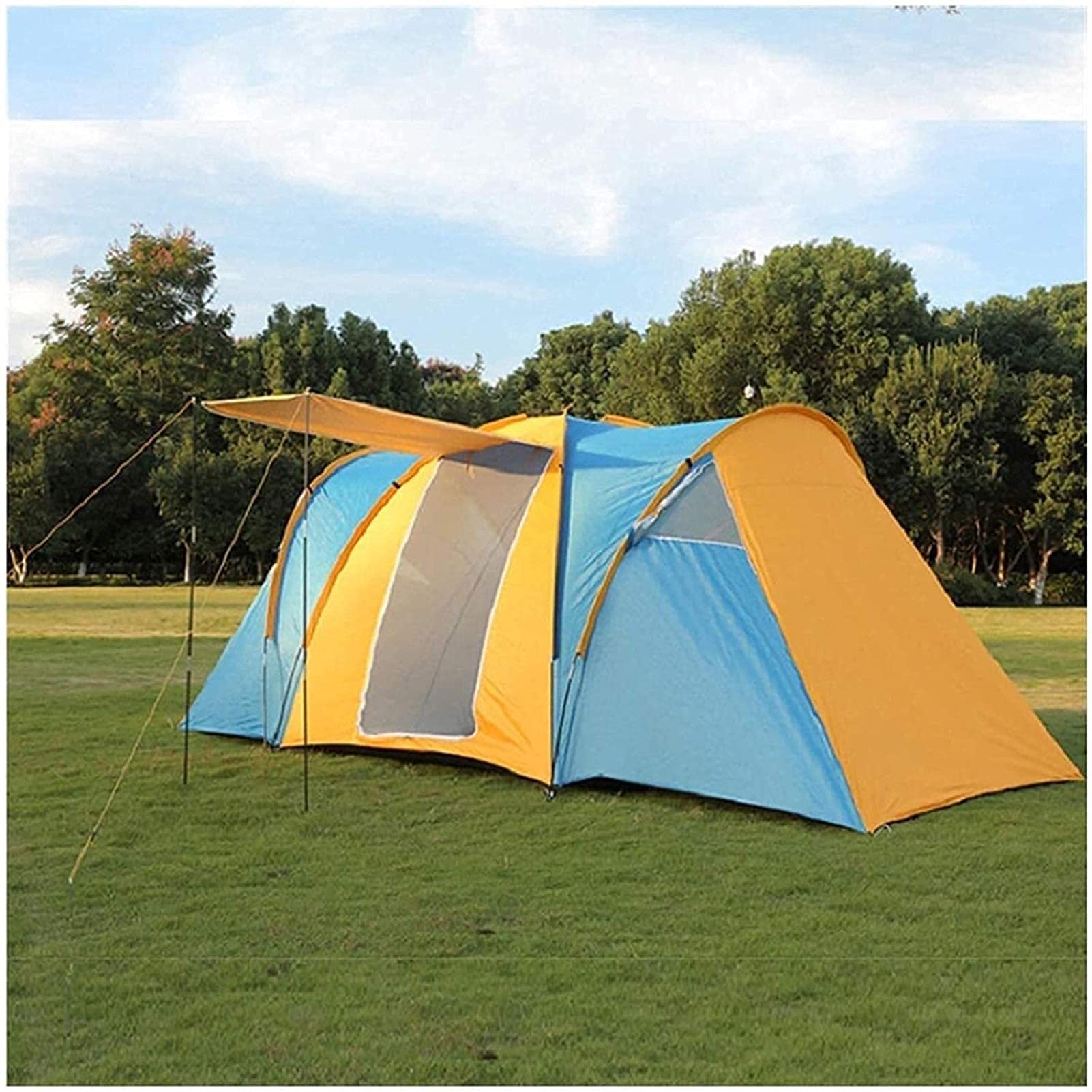 RajoNN Campingzelt Zelt, Camping-Familienzelt, einfach aufzubauendes tragbares Lichtzelt, wasserdicht, Winddicht, Farbe: Orange Sport &
