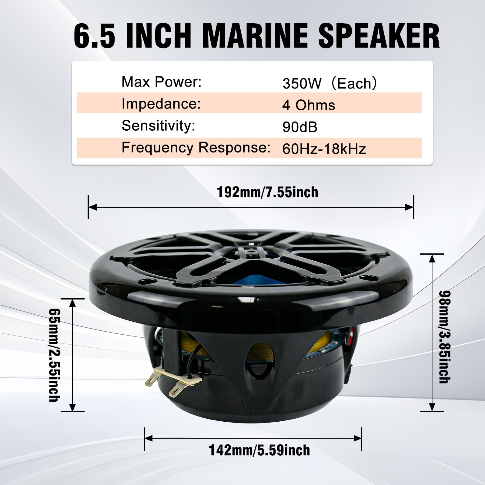 STUDIOFINIX Altavoces Marinos de 6,5 Pulgadas 700W con Luces LED, Altavoces para Barco 2 Vías Resistentes a la Intemperie, Ideales para Barcos, ATV y UTV (Par, Negro)