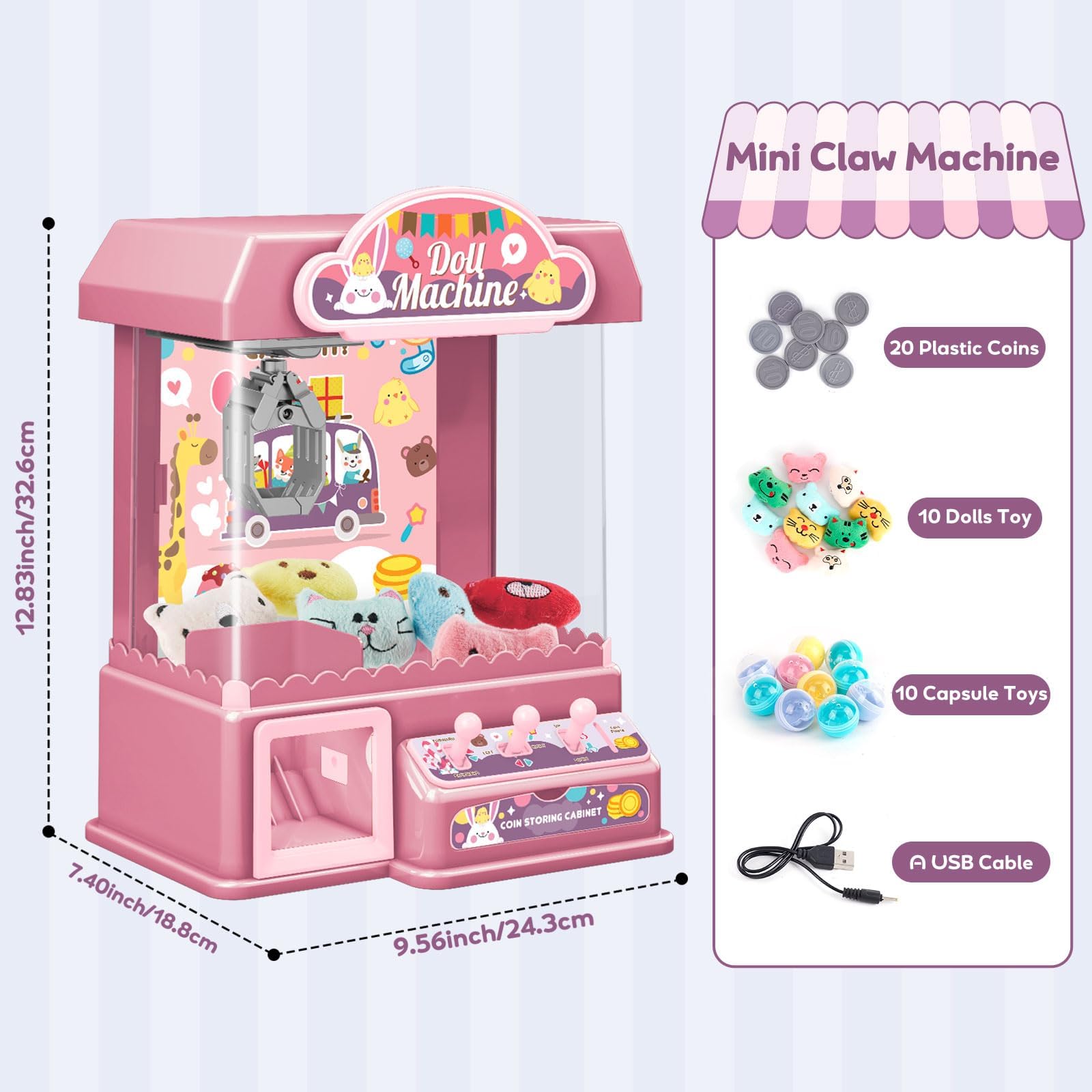 Candy Grabber Macchine ad Artigli per Bambini,Distributore Caramelle Machine con Musica, Mini Macchina per Afferrare,Regali per Bambini 3 4 5 6 7 8 Anni
