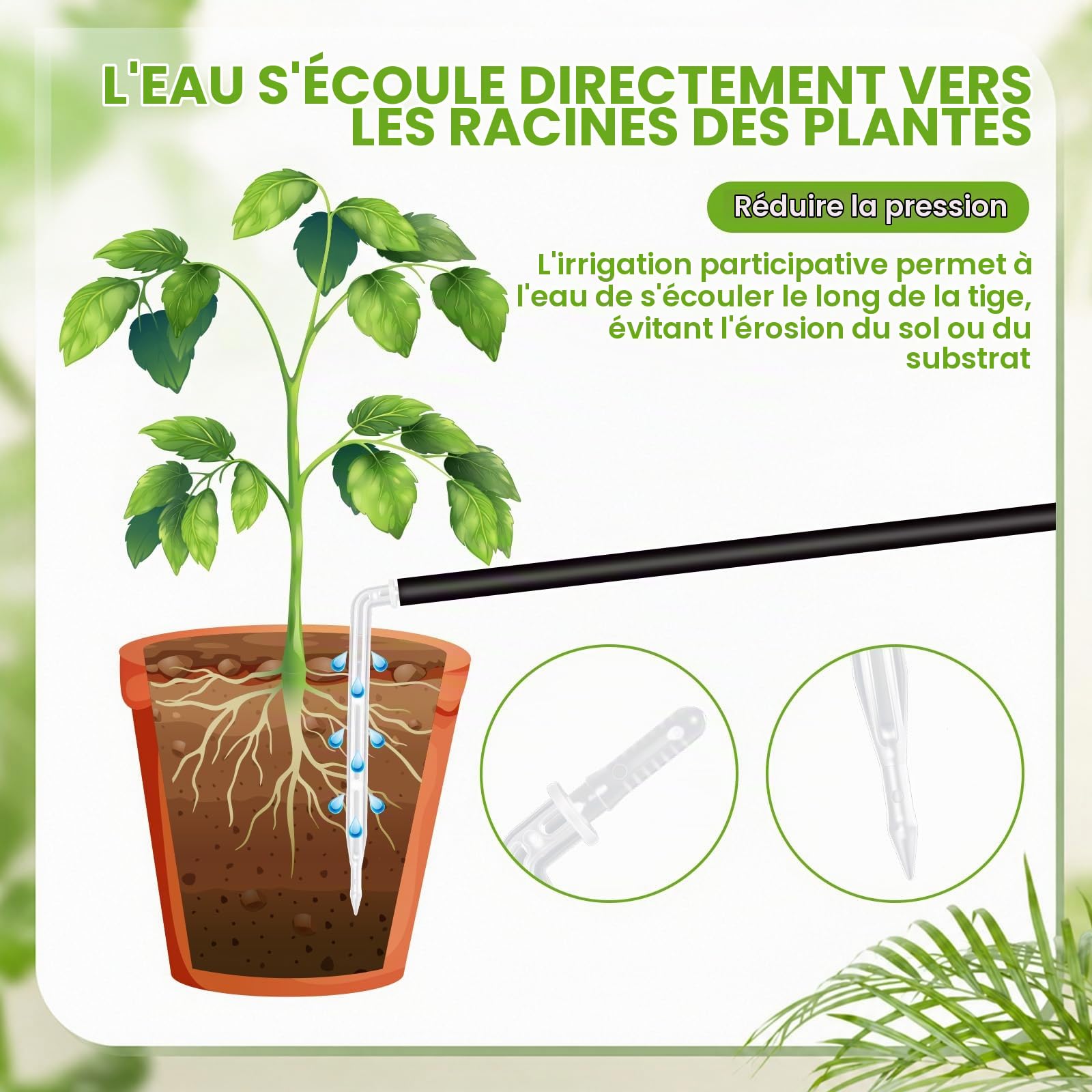 Landrip Système d'arrosage Automatique Accessoires,11.8M Kit d’Irrigation Automatique pour Plantes d'intérieur de Vacances pour jusqu'à 15 Plantes en Pot, Parterre de terrasse,Balcon