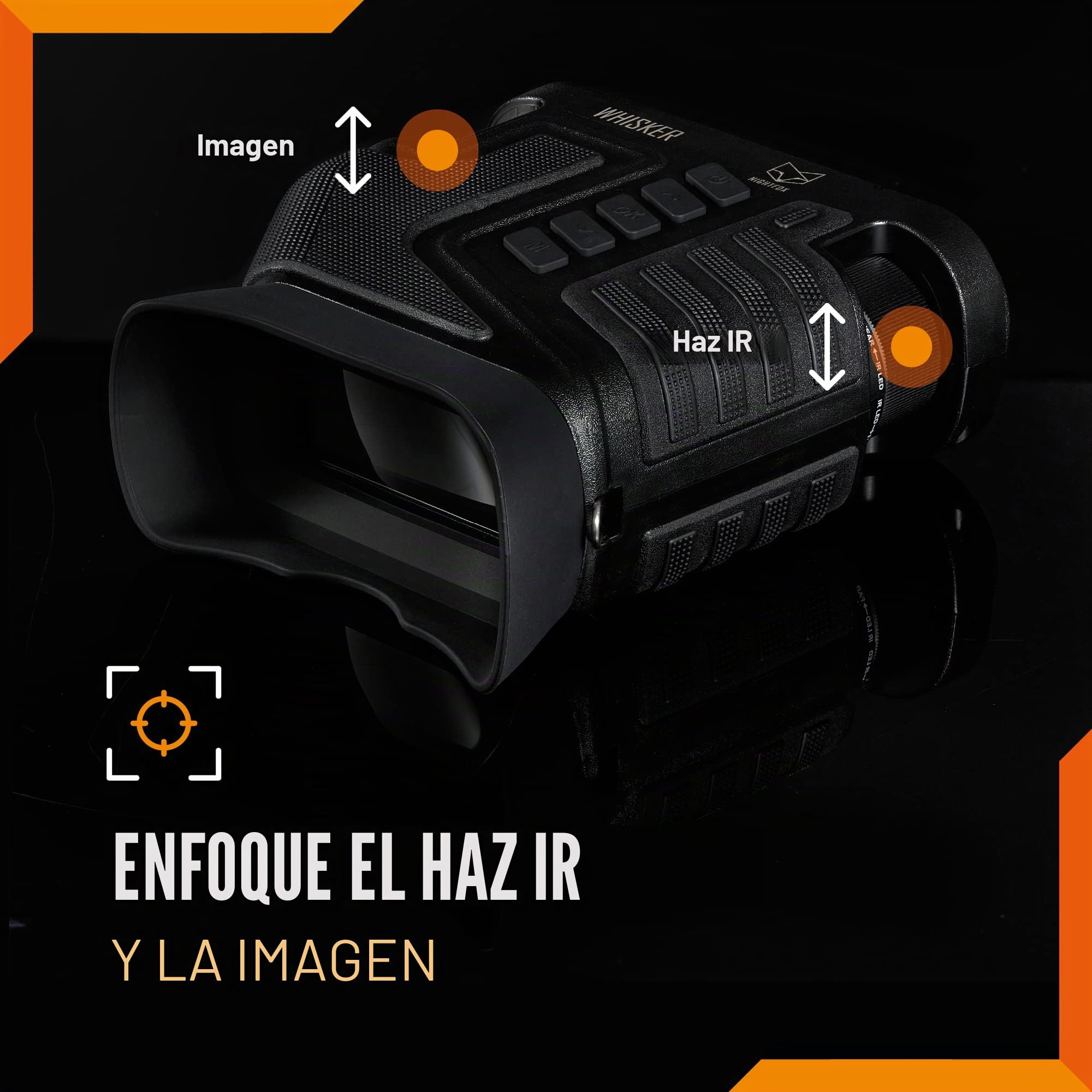 Prismaticos vision nocturna Nightfox Whisker | Zoom óptico ajustable 1-10x | Potente alcance de 900 pies | Graba videos, es recargable vía USB | 32GB de memoria, Catalejo de vision nocturna con cámara