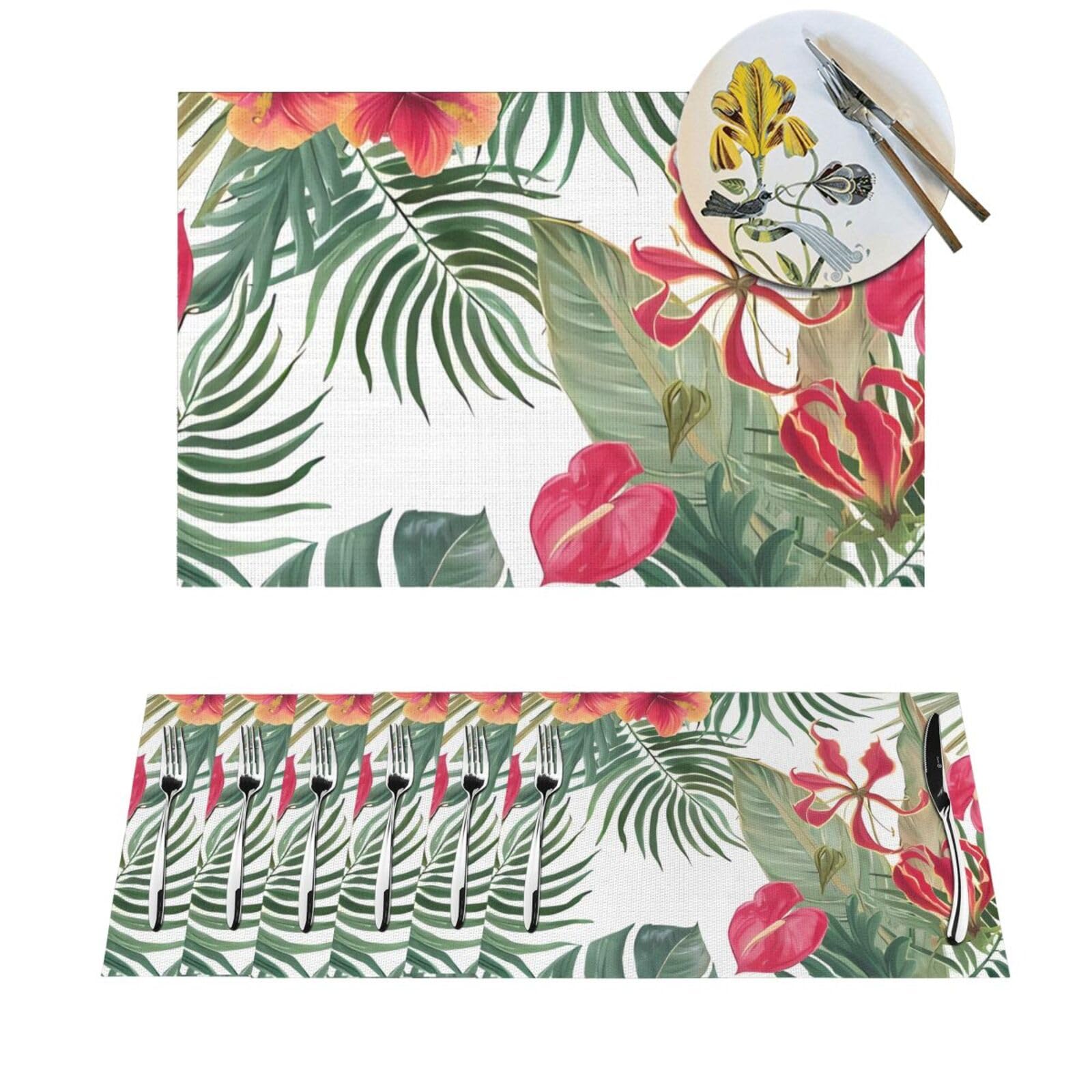 Sets de table d'été hawaïens lavables et antidérapants pour cuisine