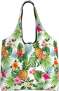 [ILIUEND] かわいい パイナップル柄 エコバッグ ショッピングバッグ 大容量 折りたたみ コンパクト 帆布 レジ袋 軽量 買い物袋 トートバッグ コンビニ アニメ グッズ キャラクター 人気 プレゼント