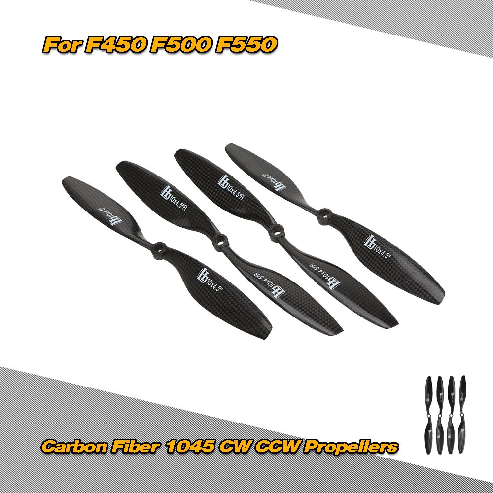 Pepisky2 Pairs HJ Carbon Fiber 1045 10 * 4.5" CW CCW Propellers Prop for F450 F500 F550 RC QuadCopter MultiCopter