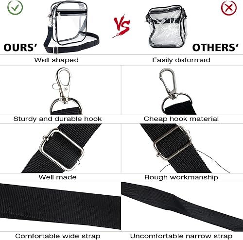 Miniatura 7 de KETIEE Bolso cruzado transparente, aprobado para estadios, para conciertos, eventos deportivos, festivales G1-negro