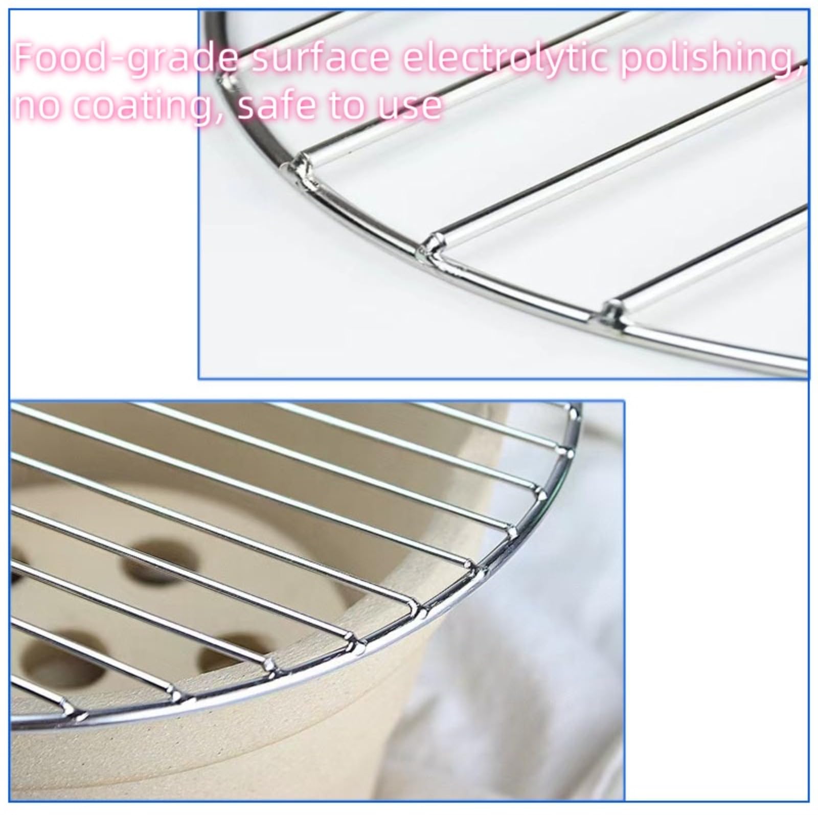 Griglia rotonda per barbecue, Grassetto in acciaio inox, Griglie per barbecue, Varie dimensioni, Grill barbecue, Graticola per barbecue, Griglia da forno per barbecue, picnic, cottura all'aperto