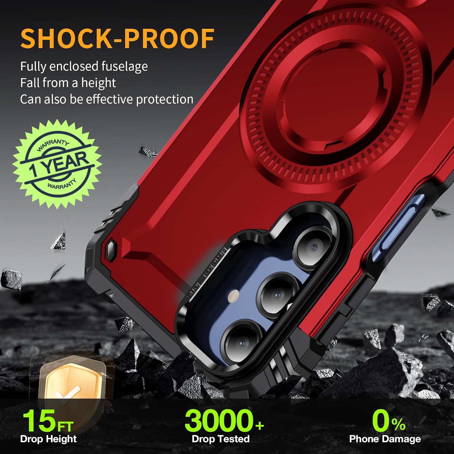 for Samsung Galaxy A16 5G Phone Case [Compatible with Magsafe] [15 FT Military Grade Drop Protection] with Screen Protector & Lens Protector Heavy-Duty Shockproof Case for Galaxy A16(J Red)