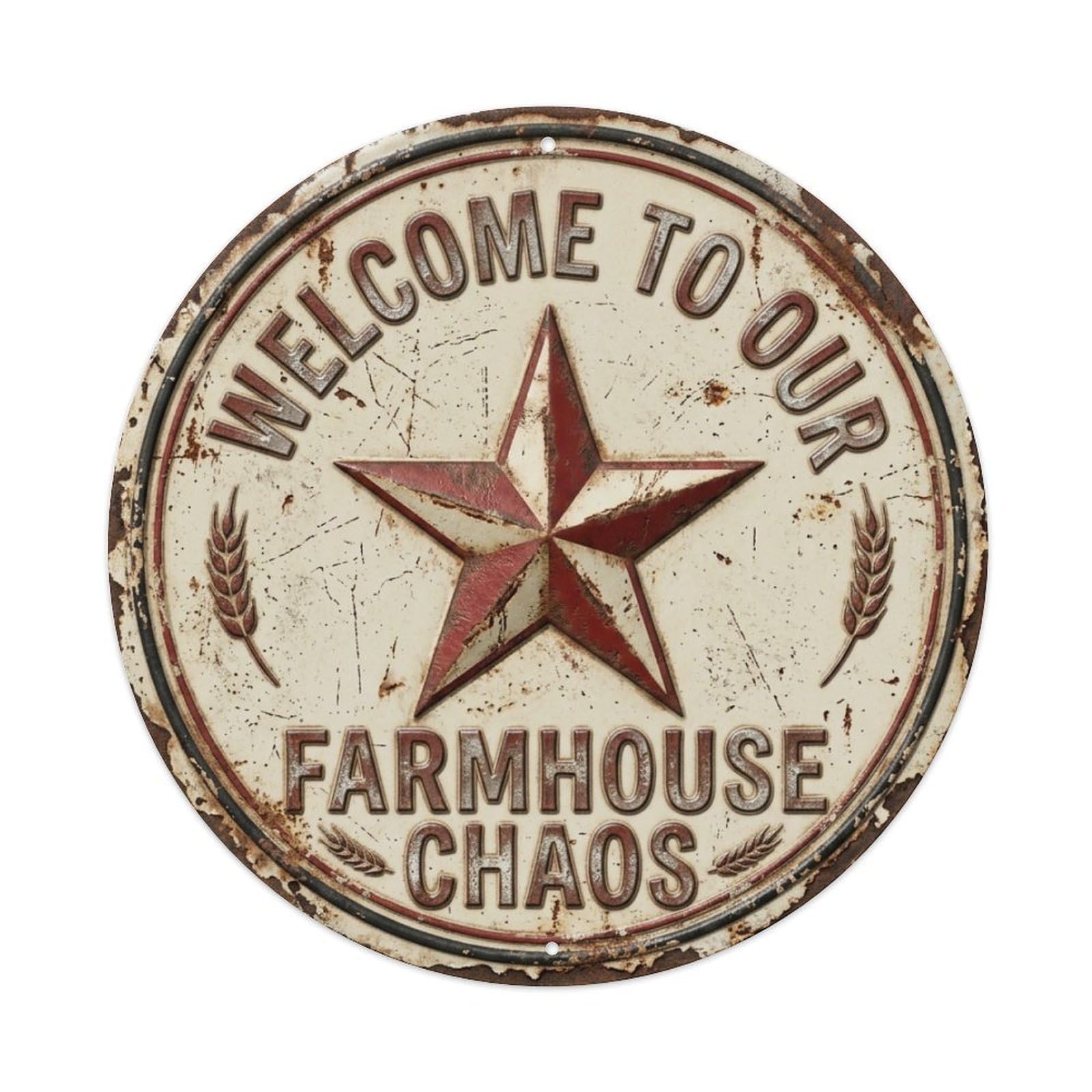 Barn Star Welcome Entryway Vintage Metal Tin Sign Plaque Wall Decor for Cafe, Club Bar, Office, Garden Metal Poster 8x8Inch