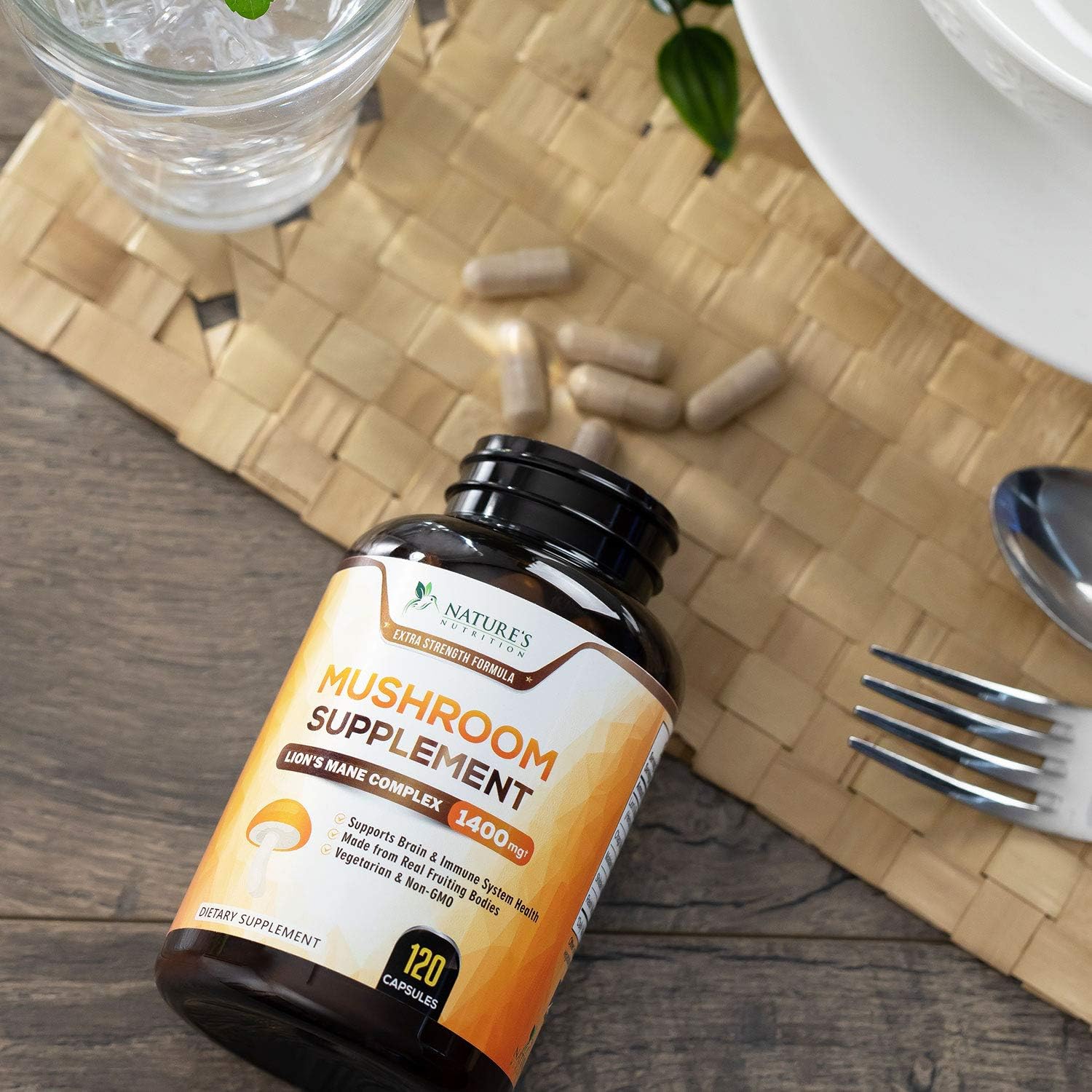 Mushroom Supplement - 5 Mushrooms Complex with Reishi, Lions Mane, Maitake, Chaga - Immune Support and Brain Support - Natural Nootropic for Energy - Support Memory and Focus - 120 Capsules