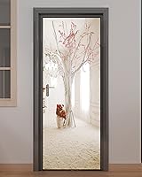 Vista 8 de FLFK Adhesivo mural para puerta, playa, despegar y pegar, tamaño combinado 30.3 x 78.7 pulgadas, dividido en 2 piezas