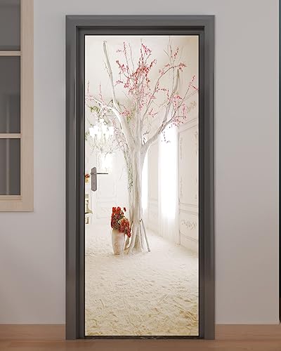 Miniatura 8 de FLFK Adhesivo mural para puerta, playa, despegar y pegar, tamaño combinado 30.3 x 78.7 pulgadas, dividido en 2 piezas