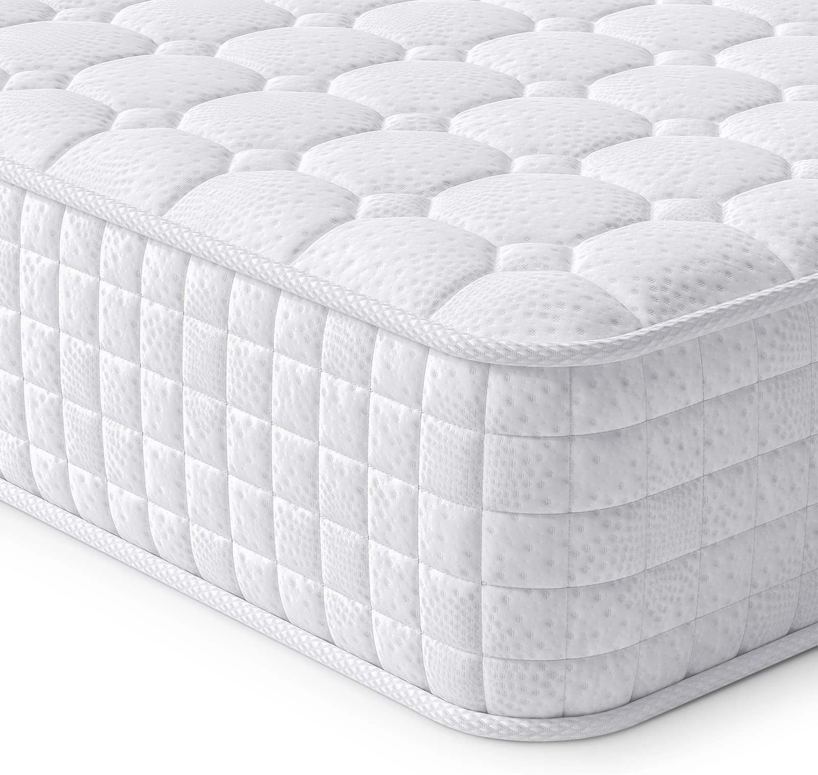 Vesgantti 3FT Single Mattress, 10 Inch Hybrid Mattress with Breathable Memory Foam and Individually Pocket Spring - Medium Firm, White