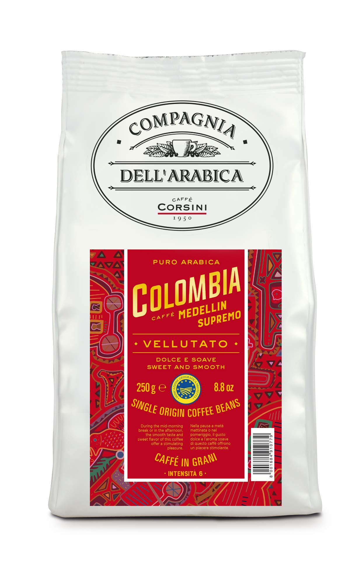 Caffè Corsini - Kawa Ziarnista 3x250g Compagnia Dell'Arabica Mix Brazylia/Kolumbia/Indie, Single Origin, Łącznie 750 g