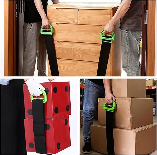 Miniatura 5 de Correas móviles de elevación ajustables, paquete de 2 correas móviles para muebles y 2 pares de guantes antideslizantes, correa de elevación