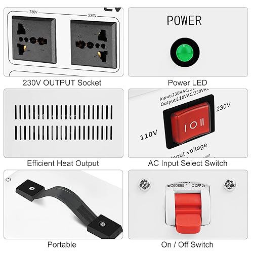 Miniatura 6 de LVYUAN Convertidor de transformador de voltaje de 2500 W, convertidor de subidabajada de 110120 voltios - 220240 voltios con 2 salidas de EE. UU., 2