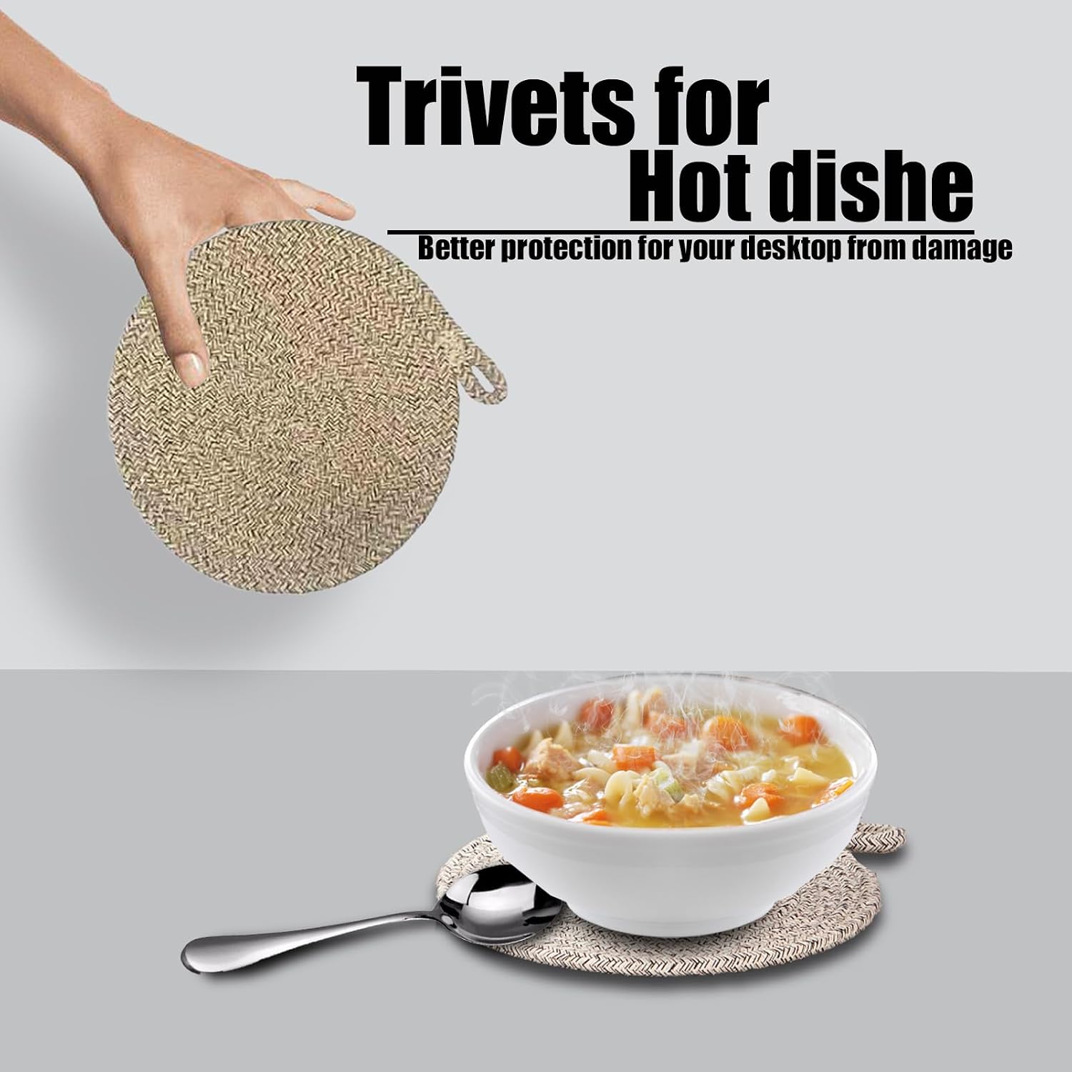 Trivets for Hot dishes, Hot pots and Pans, 4 Heat Resistant Hot Pads for kitchen, 7.8" Hot pads pot holders, cookware mat for countertop, Kitchen Essentials for New Home, Hot Plate Mats 2026 - view 1