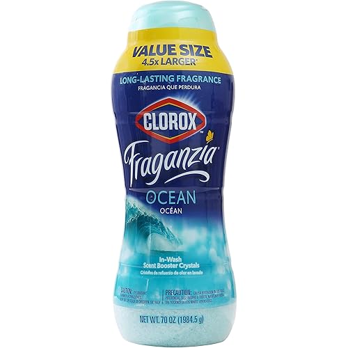 Clorox Fraganzia Laundry Scent Booster Crystals in Ocean Scent - Scented In-Wash Freshener Beads for Fresh, Clean, Great Smelling Clothes and Linens, 70 Oz