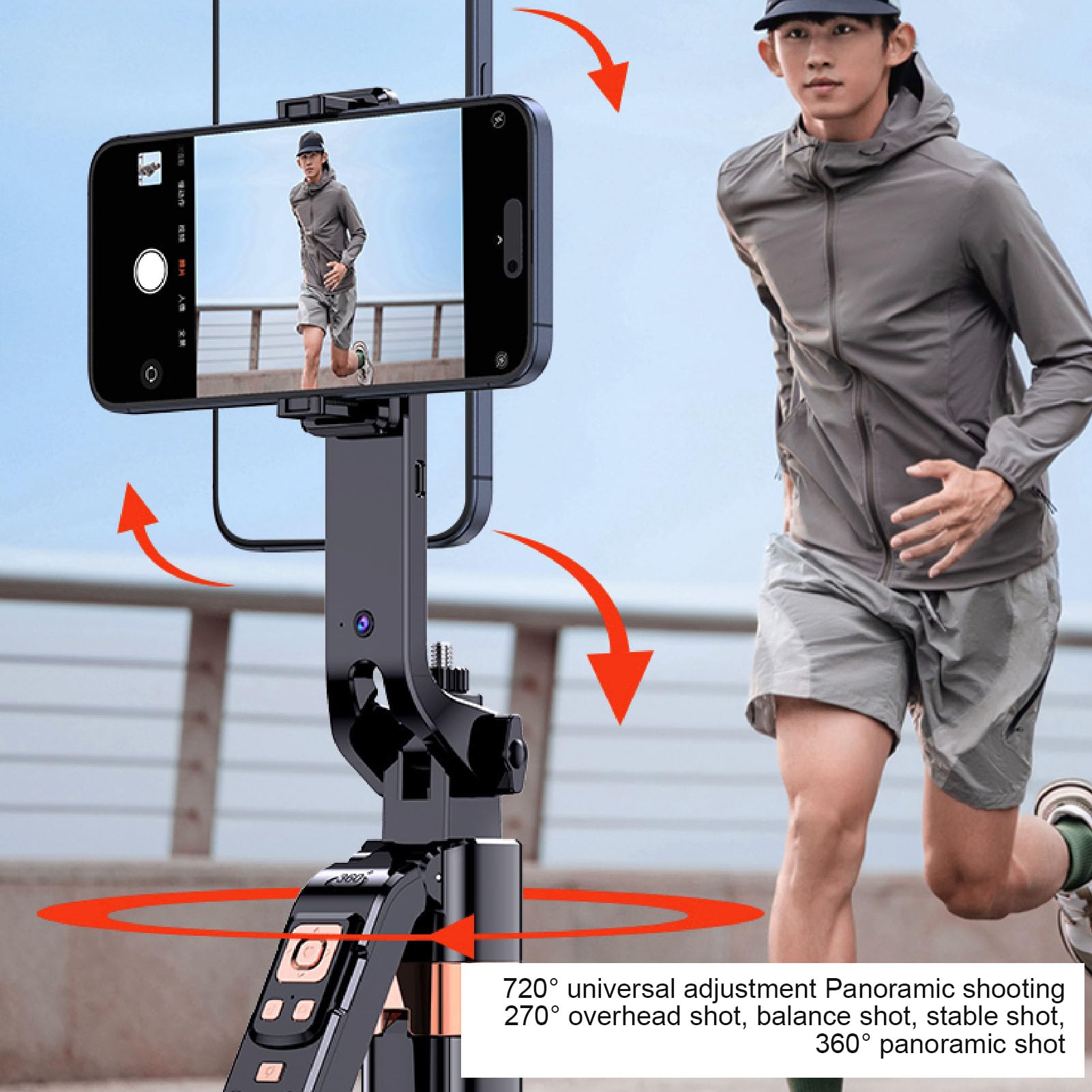 Stabilizator Gimbala do Smartfona, Czworonóg z Automatycznym śledzeniem Twarzy i światłem Wypełniającym, Uchwyt na Telefon, Stabilizator Gimbala do Telefonu Komórkowego do