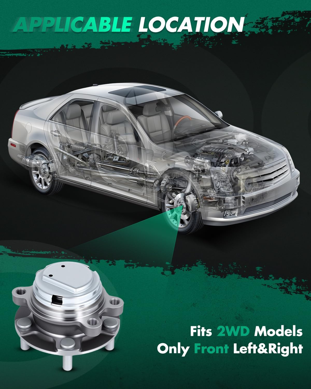 SCITOO 2pcs Front Wheel Bearing Hub Assembly BR930890 for INFINITI EX35 2008-2012, for INFINITI FX35 2009-2012, for INFINITI G25 2011-2012, for INFINITI Q60 2017-2019 W/ABS 5 Lugs