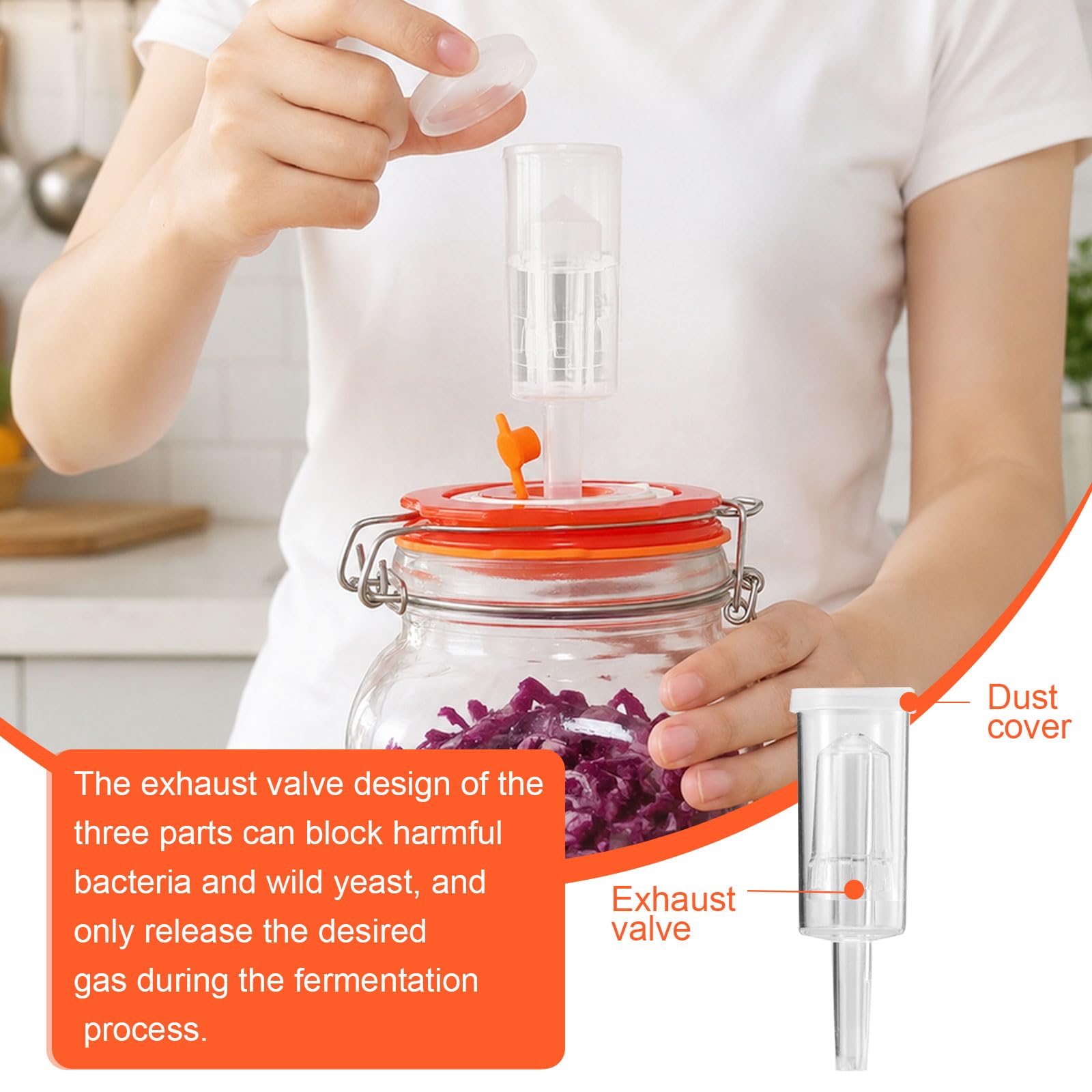 Bocguy 2 barattoli per fermentazione, con peso e fermentazione, per crauti, kimchi, kombucha e sottaceti (1,5 l)