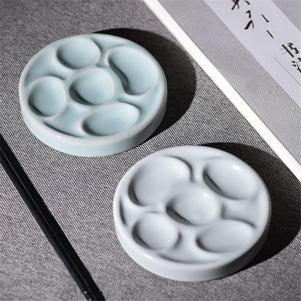 HBJWOV Ceramic Watercolor Palette Multi-Cell Watercolor Painting White Porcelain Palette Professional Painting(D)