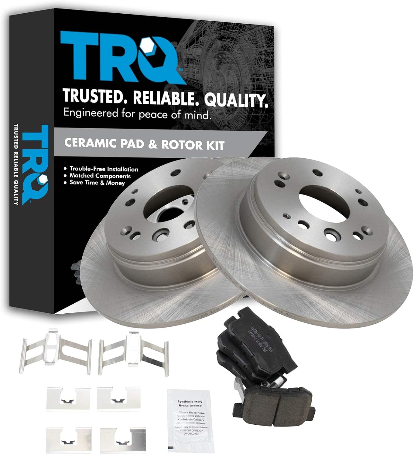 TRQ Premium Ceramic Brake Pad & Rotor Set Rear for Honda Element Acura TL