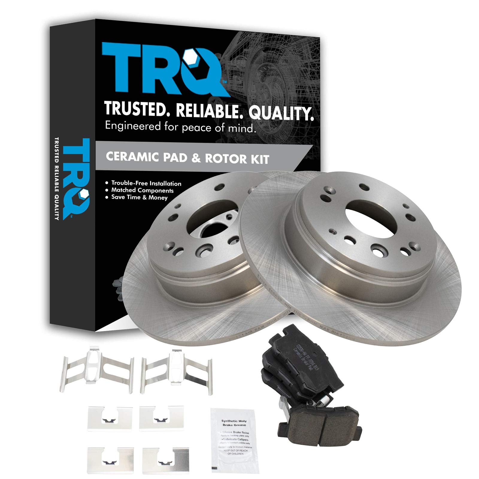 TRQ Premium Ceramic Brake Pad & Rotor Set Rear for Honda Element Acura TL