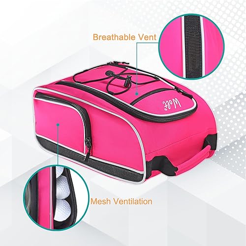 Miniatura 5 de Wolt Bolsa para zapatos de golf - Bolsas de transporte para zapatos deportivos y de viaje con ventilación y doble bolsillo exterior para accesorios