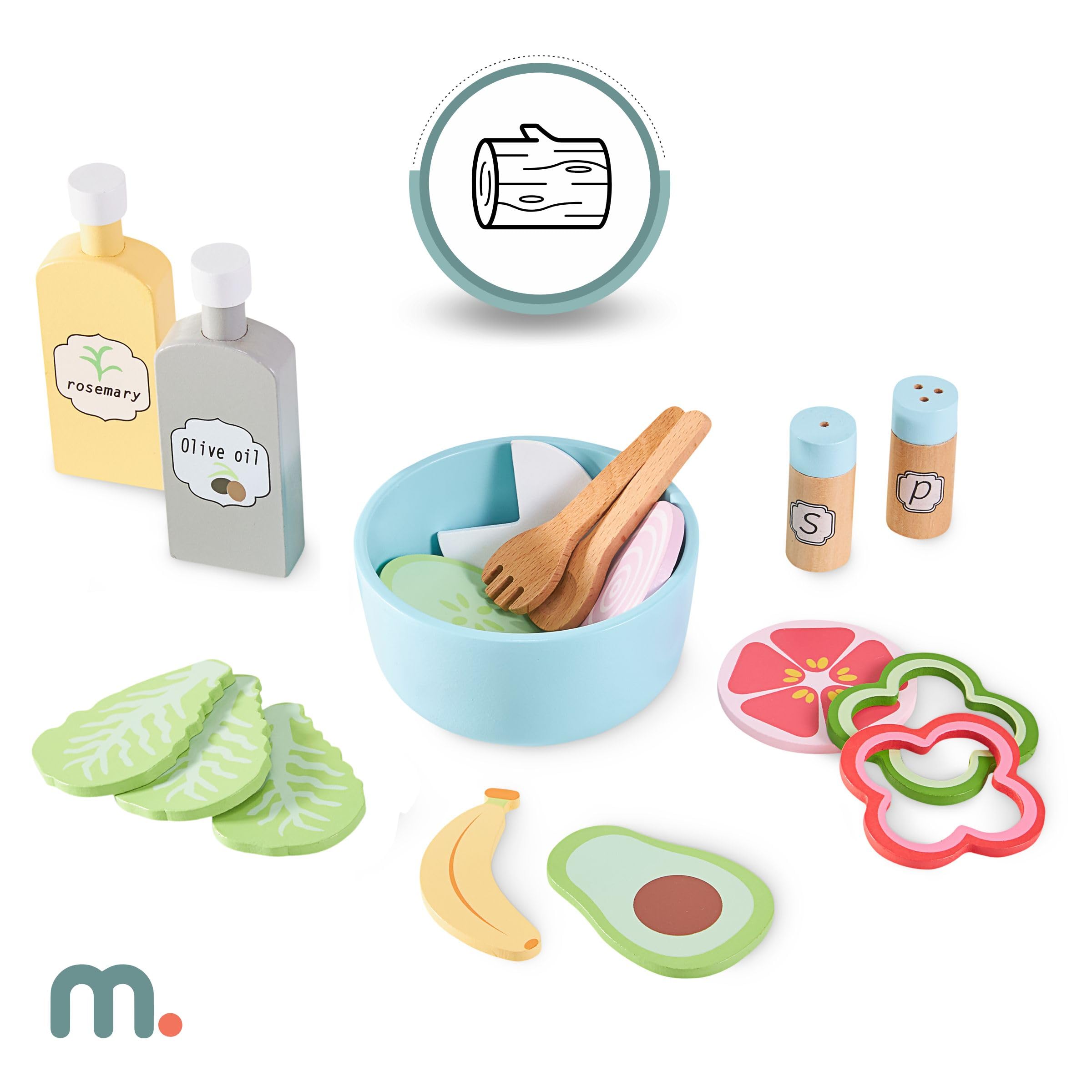 Mamabrum Cucina in Legno per Bambini 3+, Set XXXL con Luci LED, Caffettiera, Pentole, Frutta e Verdura | 50 Pezzi di Accessori Giocattolo