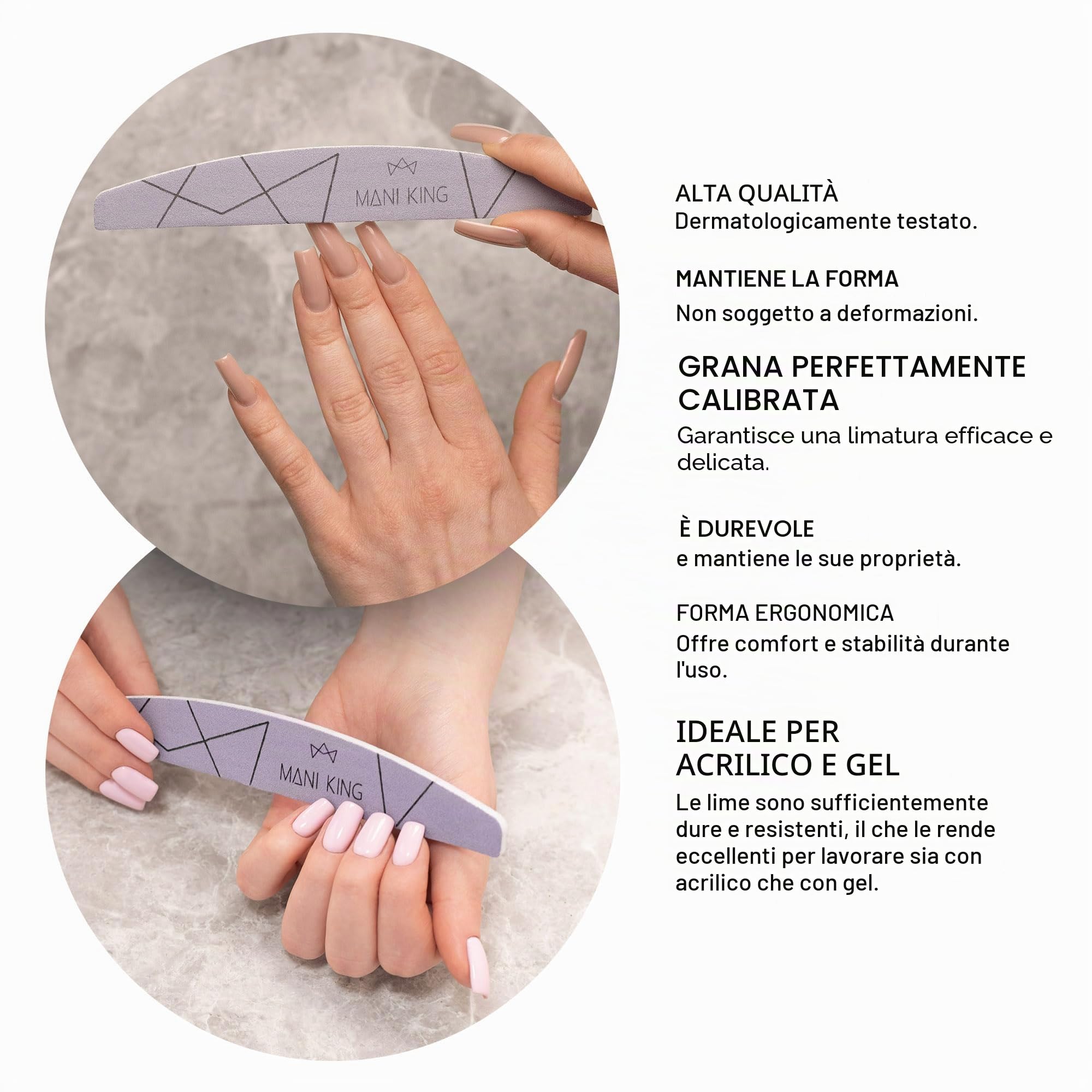 Lima per unghie 100/180-100 pezzi – Mezzaluna – Lima grossa – Double Face – Lima per unghie in gel – Diverse forme – Per lo studio professionale manicure