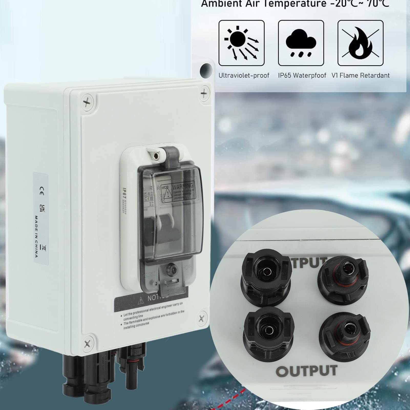 Scatola interruttore miniaturizzato da 40 A AC DC 2P Sezionatore solare non polarizzato, protezione elettrica impermeabile IP67 per sistemi fotovoltaici e applicazioni di