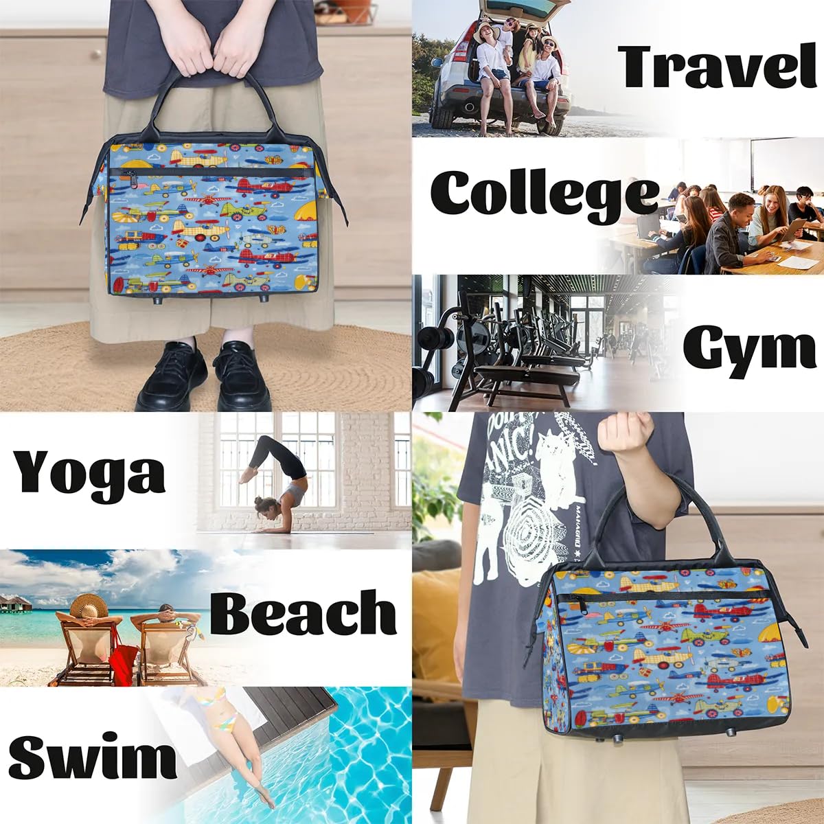Flugzeug-Reisetasche für Damen, Herren, Kinder, Jungen, Mädchen, Wochenende, Übernachtung, 24 l, Reisetasche, Kabinentasche für Sport, Fitnessstudio, Yoga, farbe, Big, Taschen-Organizer