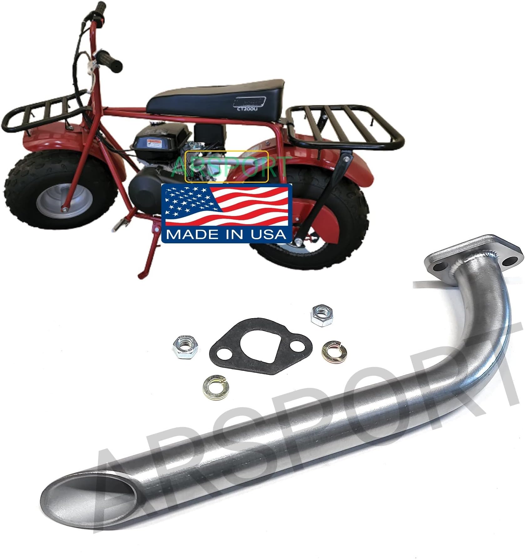 Exhaust Header for: Coleman CT200U 196cc/6.5HP Gas mini bike.