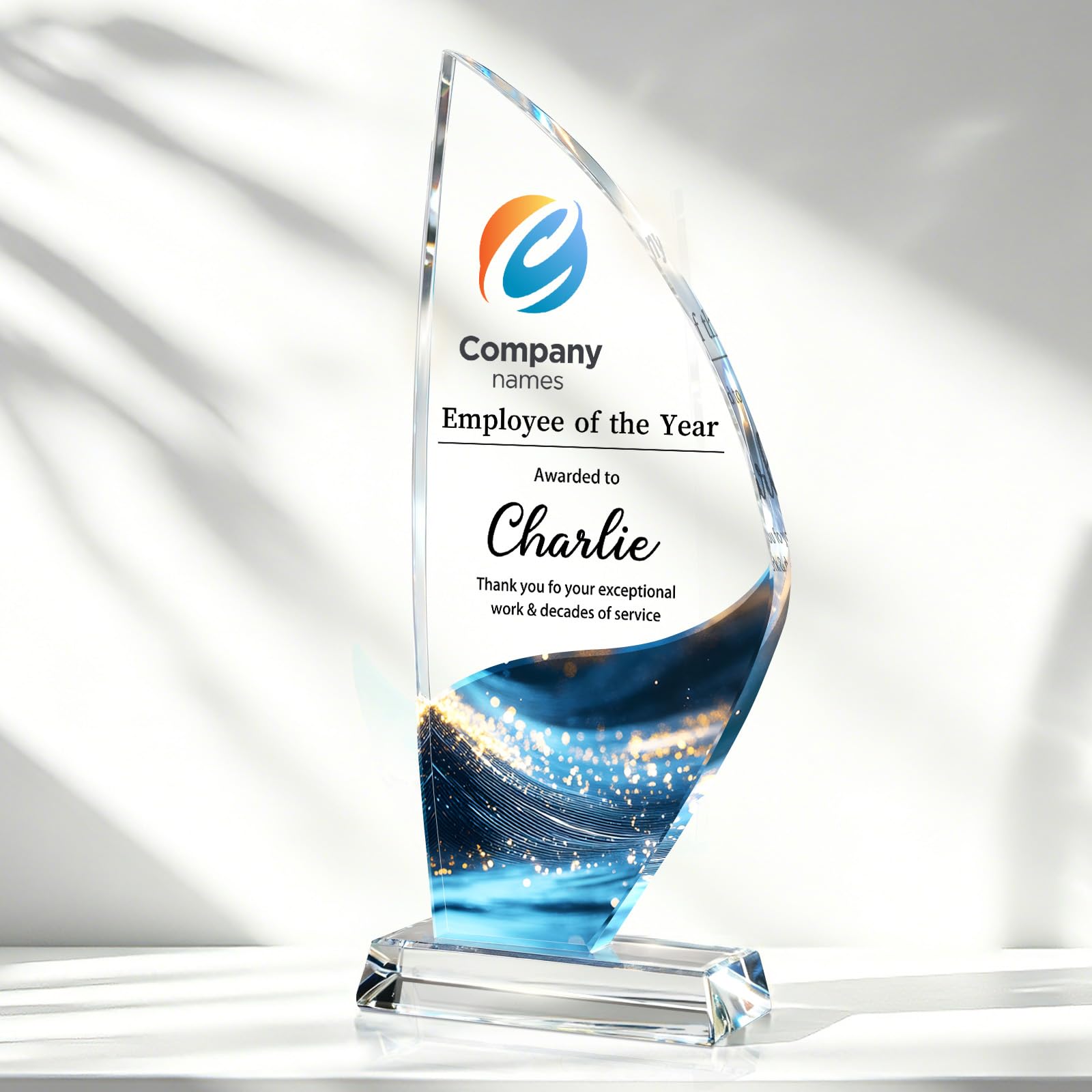 Personalized Crystal Trophy Award, Custom Awards and Trophies with Logo Photo Text, Teacher &amp; Employee Appreciation Gifts, Custom Plaque for Boss Coworker Teacher, Trophy Bulk