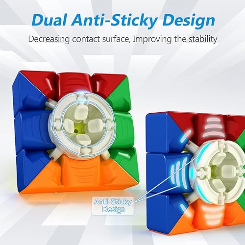 Miniatura 10 de Moyu RS3M V5 2023 MagLev Cubo de velocidad 3x3 con caja de exhibición en forma de robot, cubo profesional de rompecabezas 3x3 sin calcomanías RS3M