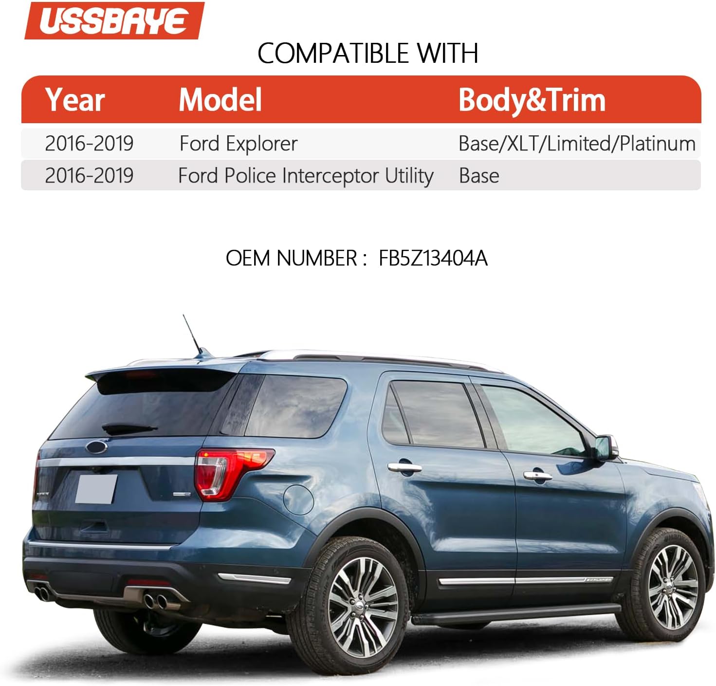 Tail Lights Compatible with 2016-2019 Ford Explorer Base/XLT/Limited/Platinum/Police Interceptor Utility Taillight Assembly Replace # FB5Z13404A （ Right Passenger Side Chrome Housing）