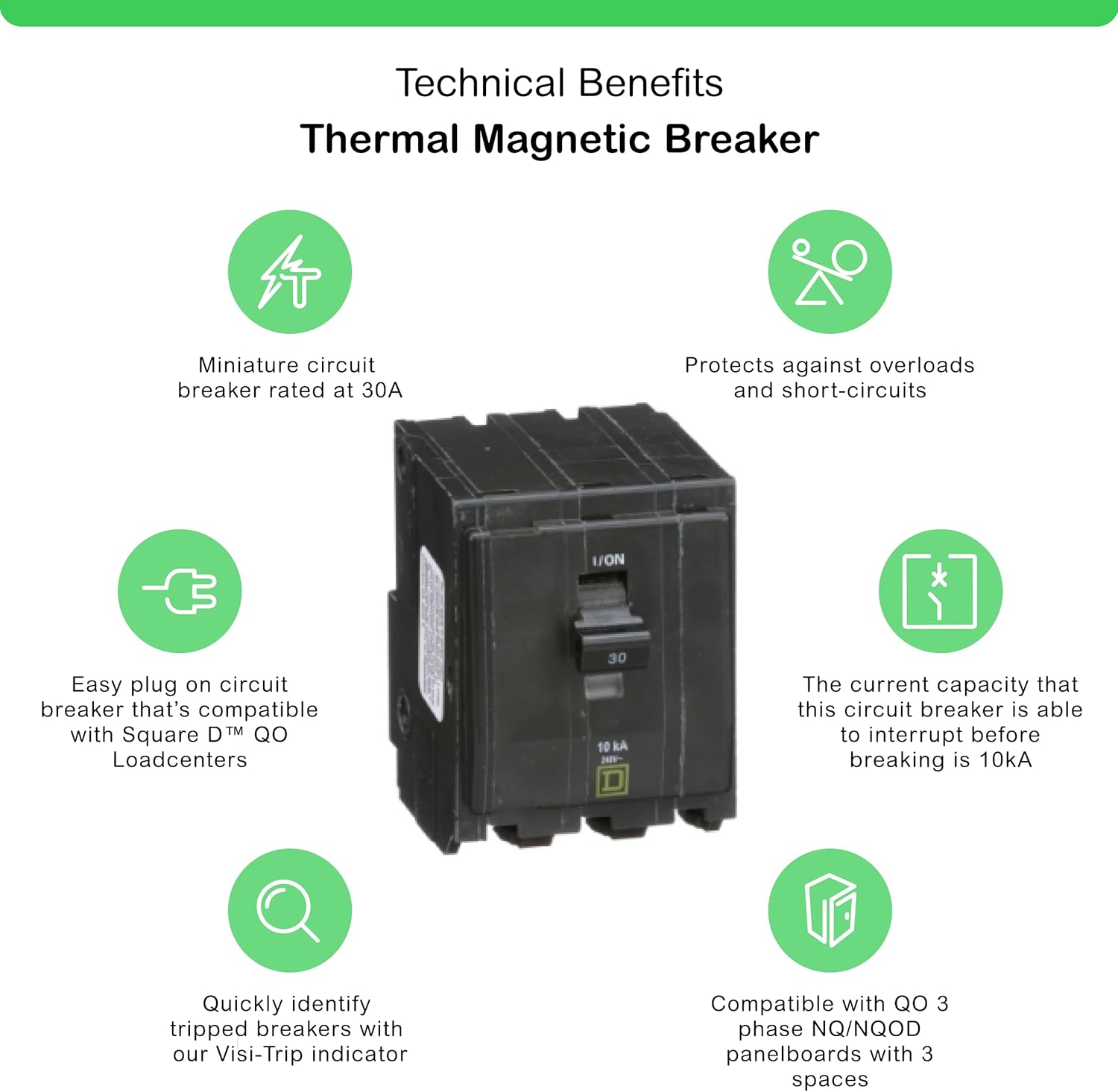 Square D - QO330CP Circuit Breaker, Black