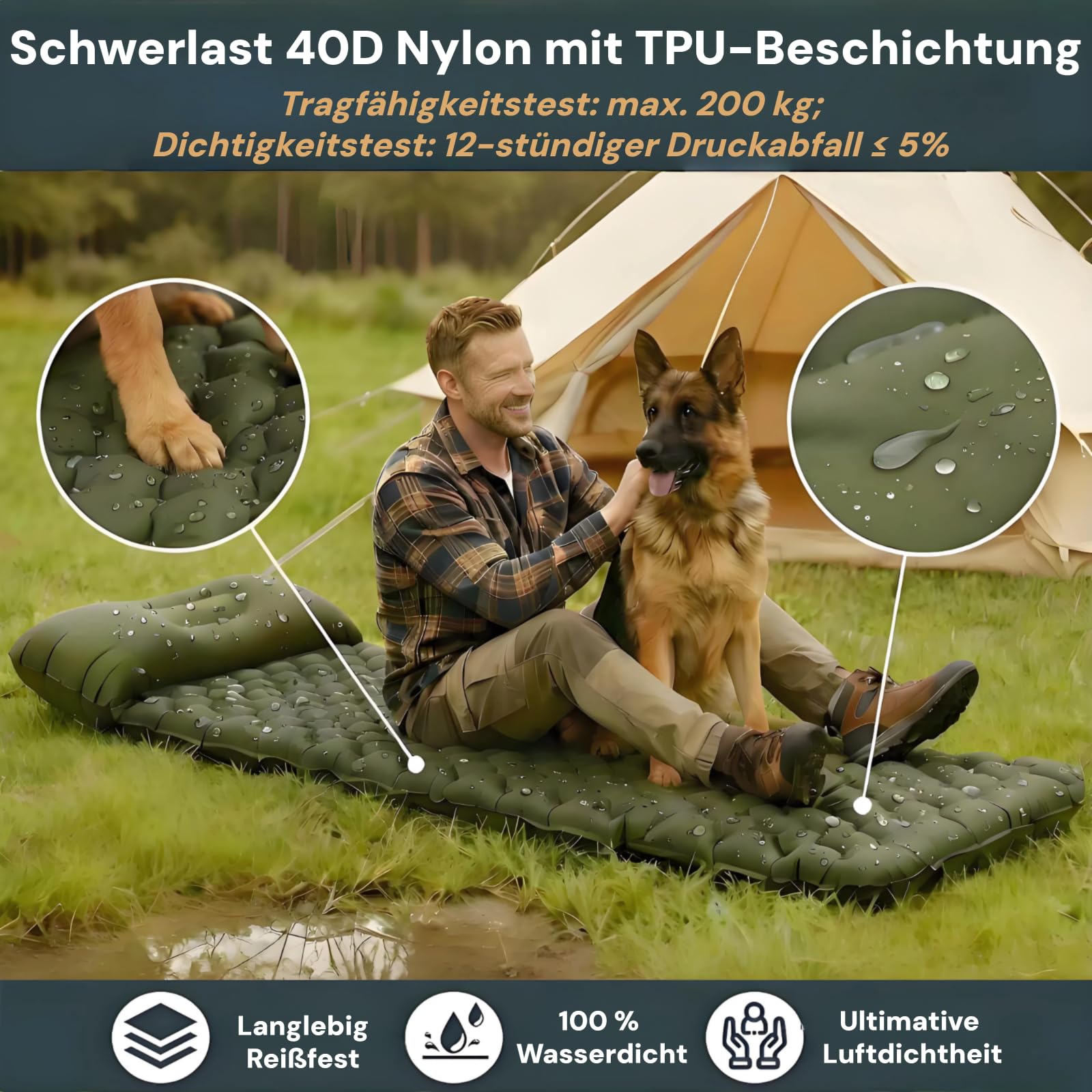 800g Ultraleichte Aufblasbare Isomatte für Camping – R-Wert 3,0 für 4 Jahreszeiten, Langlebige wasserdichte Luftmatratze für Rucksackreisen, Trekking, Outdoor