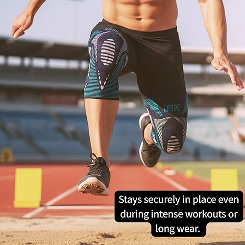 Miniatura 3 de Caspe Rodillera de compresión para mujeres y hombres, soporte para aliviar el dolor con almohadilla de gel para rótula y estabilizadores laterales,