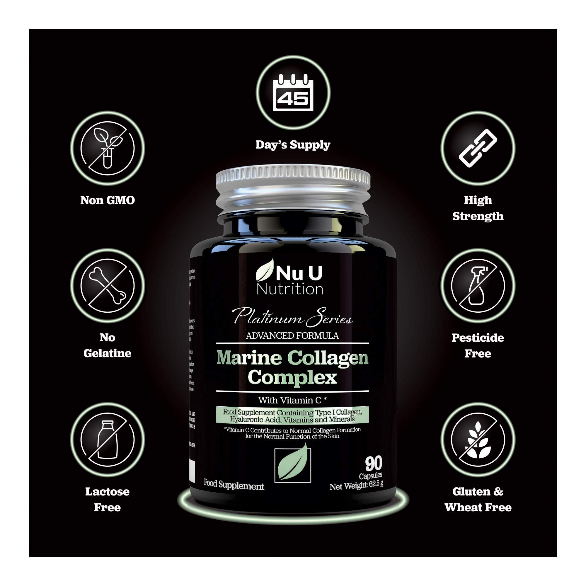 Marine Collagen Supplement 90 Hydrolysed Collagen Capsules not