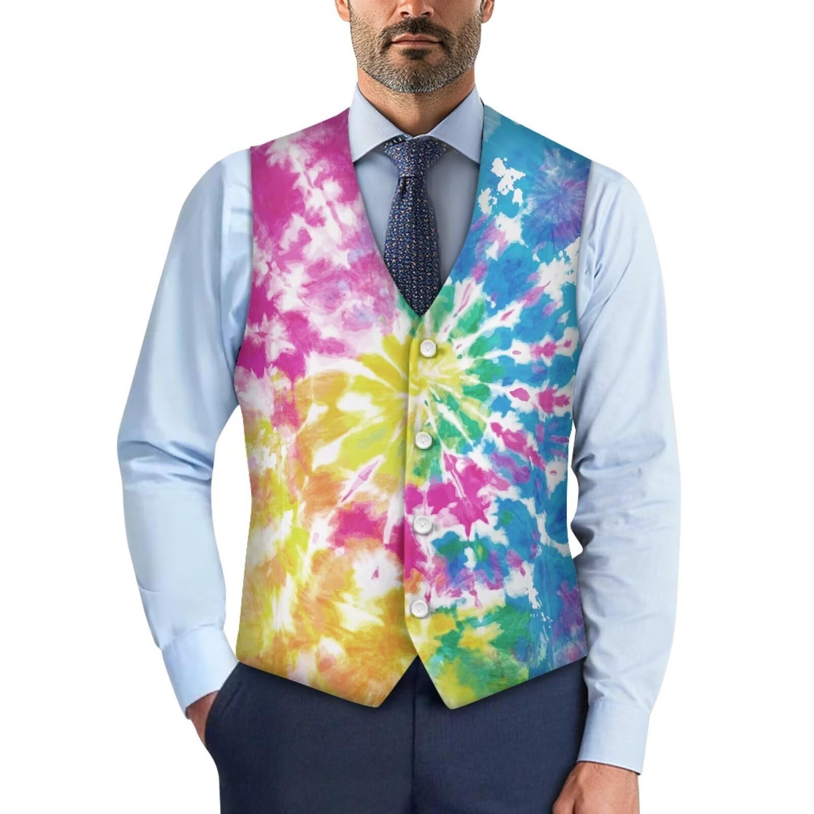 Dremagia Mens Suit Vest Business Formal Dress Vests with Buttons V-Neck Wedding Tuxedo Party Waistcoat