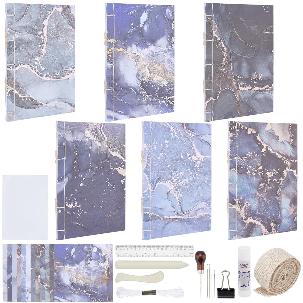 WEBEEDY DIY Buchbinde-Set für Anfänger Mach Dein Eigenes Journal Buch Vollständiger Buchbinde Werkzeugsatz Inklusive Knochenfalzbein Nadeln Papiere Zur Erstellung 6 Notizbuch Für Buchkunst,A6