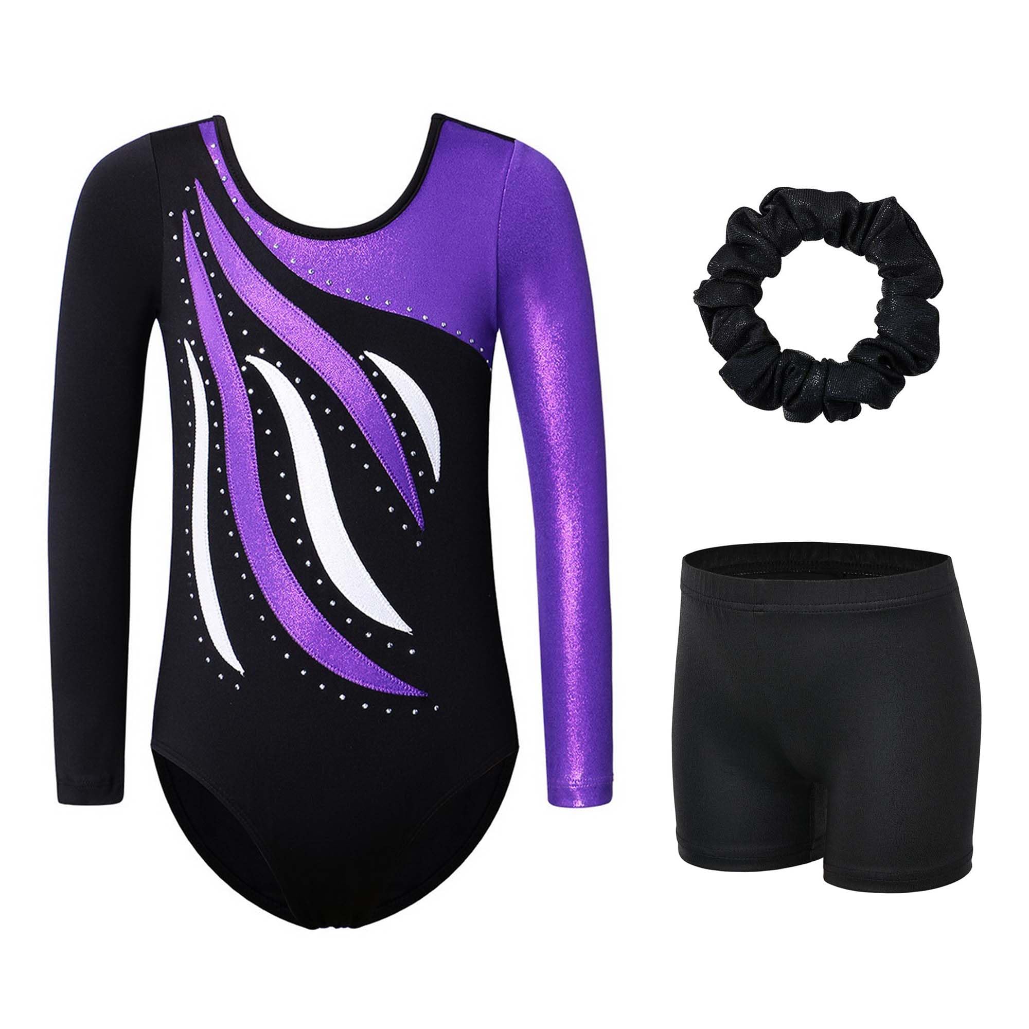 XFGIRLS Justaucorps pour filles sans manches scintillant - Justaucorps de gymnastique pour filles - Justaucorps de gymnastique pour filles - 5 à 14 ans