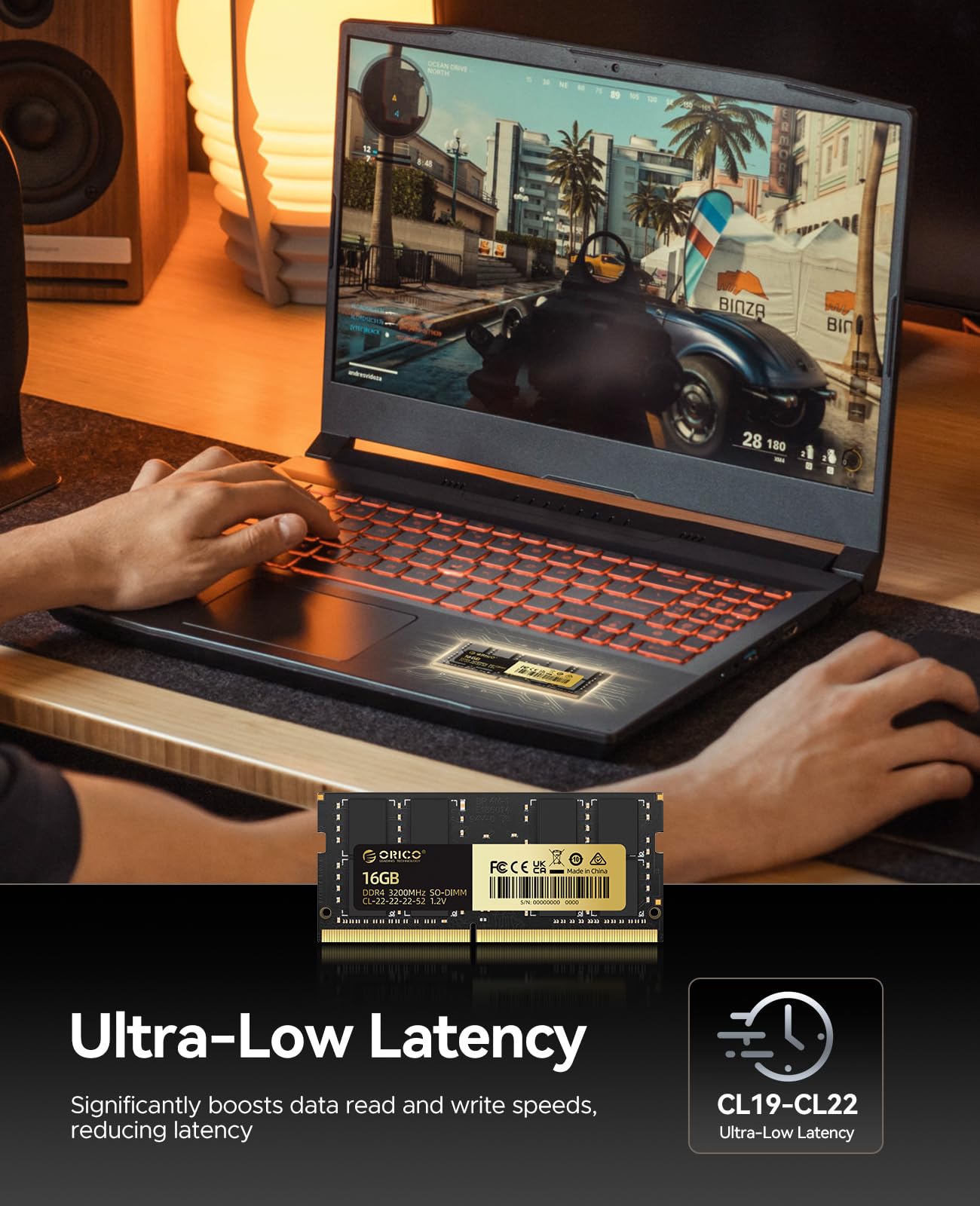 ORICO 32GB Kit (2x16GB) DDR4 3200MHz CL22 Laptop RAM, 260-Pin