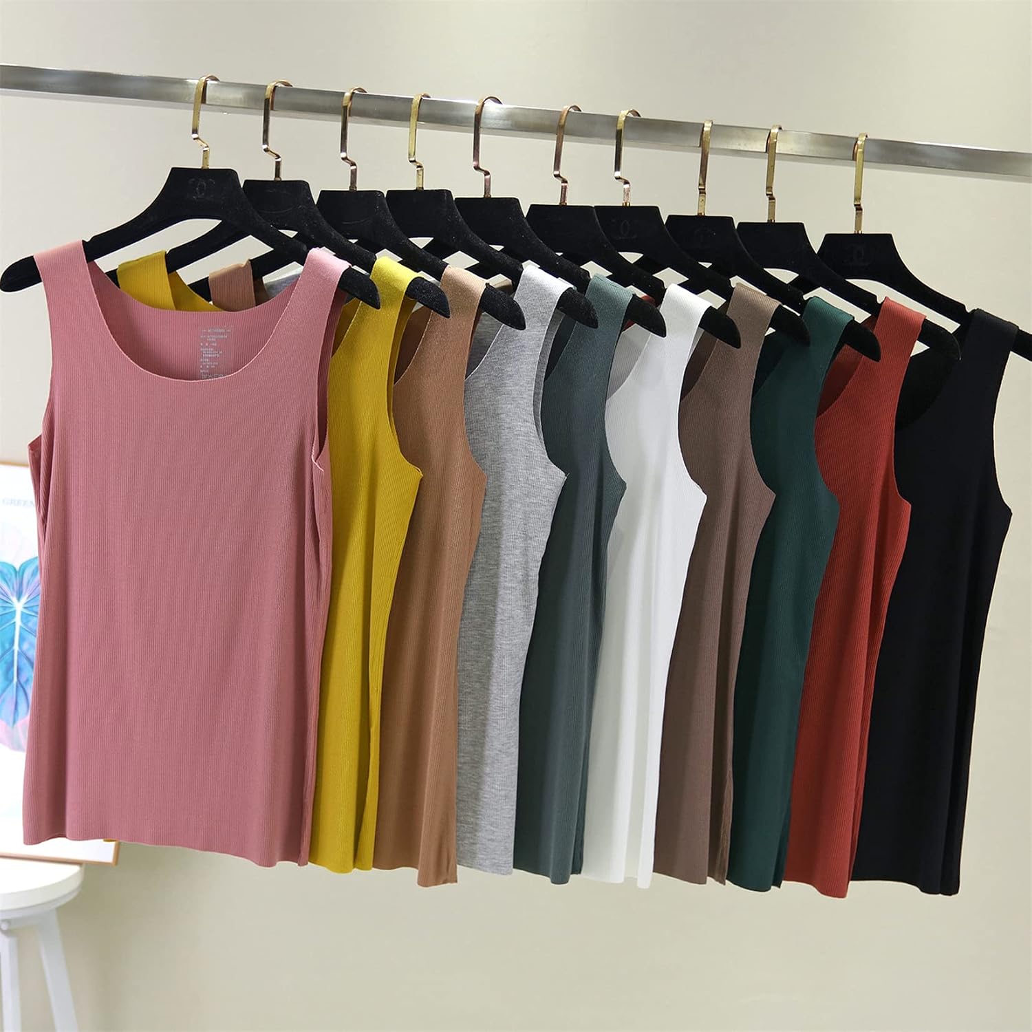 Andongnywell Women's Solid Color Sleeveless Tank Top for Women Soft Casual Tank Tops Basic Blouse